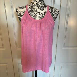 HALSTON 100% linen pink tank top women's size XL